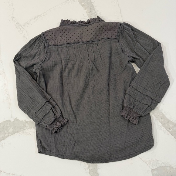 Quince Organic Textured Cotton Peasant Button Front Blouse Women’s Small Gray - Picture 8 of 8